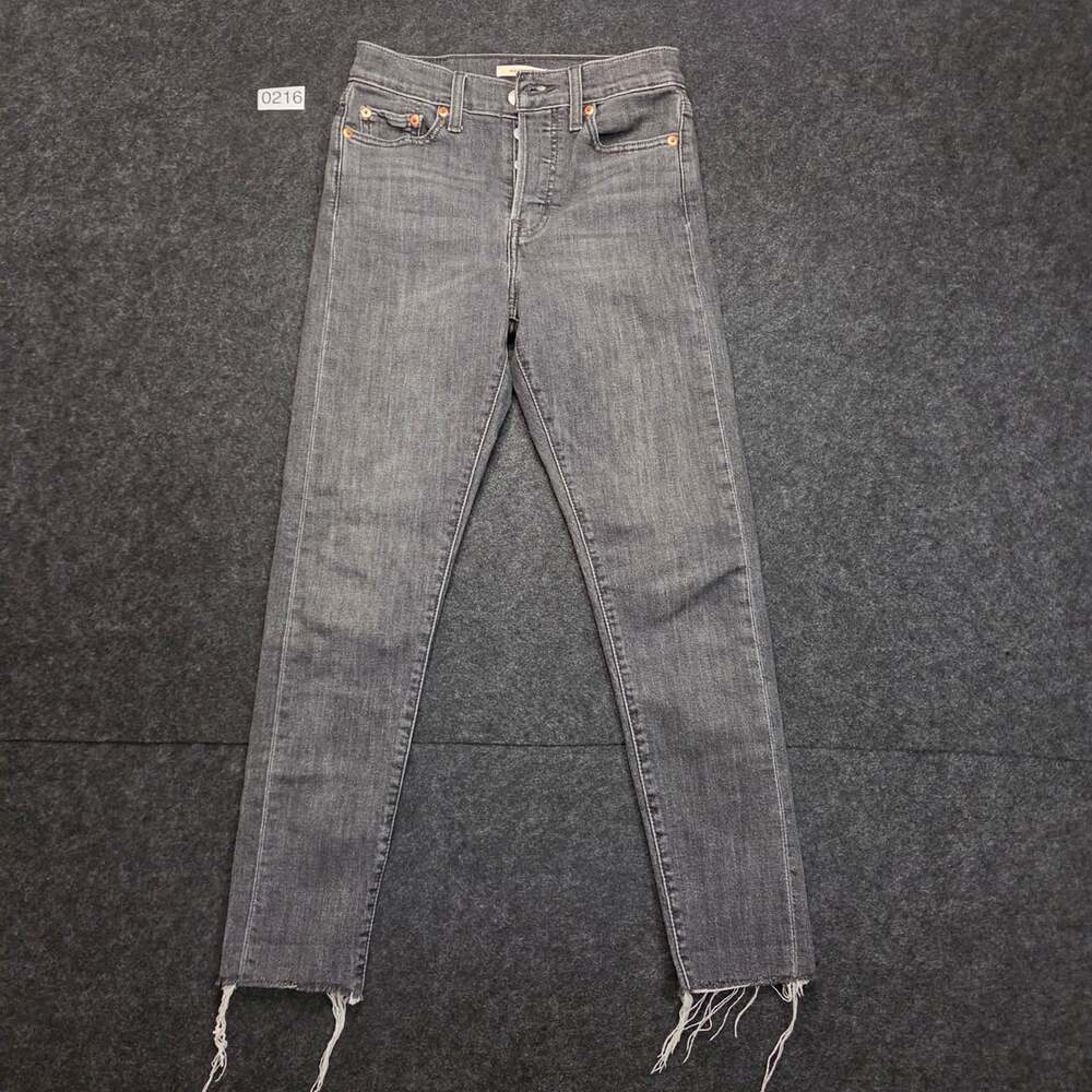 Levi's Wedgie Skinny High Rise Raw Hem Gray Denim Jeans Women's Size 26